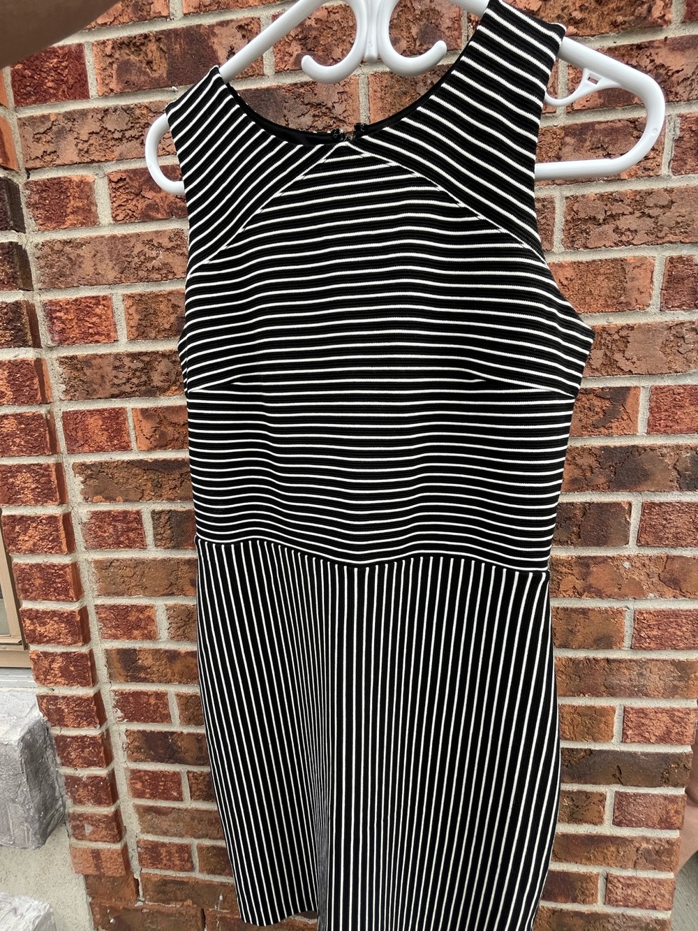 Banana Republic Black and White Striped Midi Dress